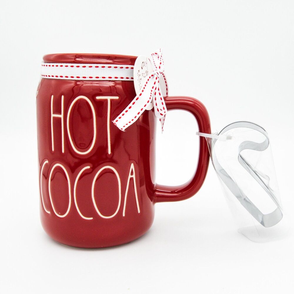 Rae Dunn Christmas Mug – Hot Cocoa Mug with Cookie Cutter Attached 16oz Mug Gift